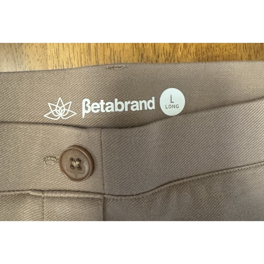 Betabrand Women's Taupe Dress Pant Yoga Pants Straight Pockets L Long - Picture 2 of 5